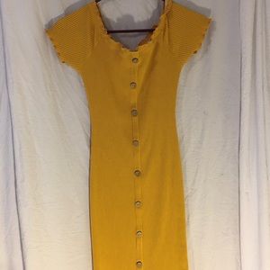 Mustard button dress
